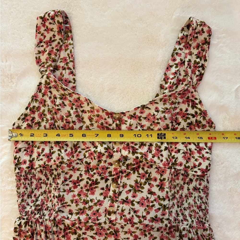 Wild Fable Coral Pink & Cream Floral Tiered Mini Dress- size L - Picture 12 of 15